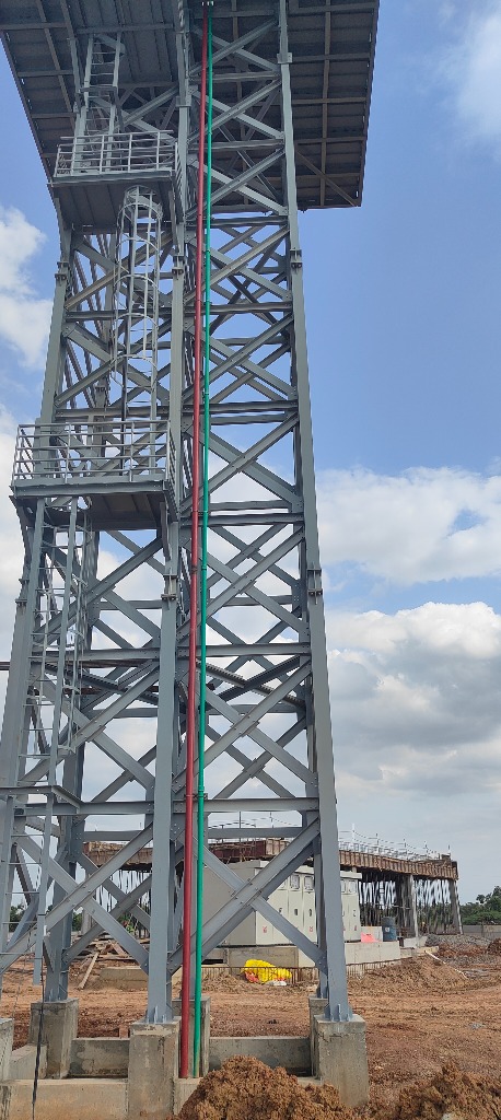 High-Rise Pipe Riser on Structural Steel Tower