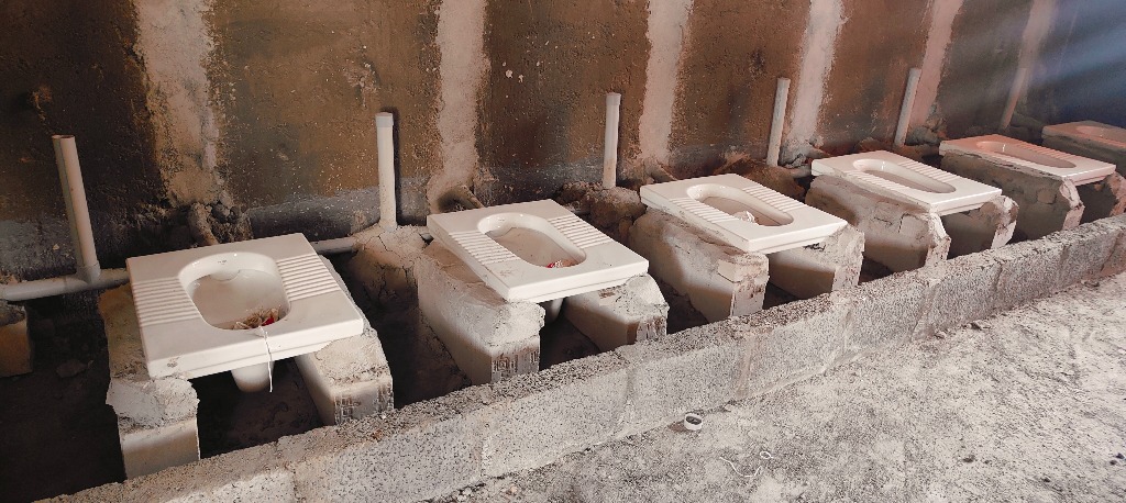 Commercial Squat Toilet Pan Masonry Base Setup