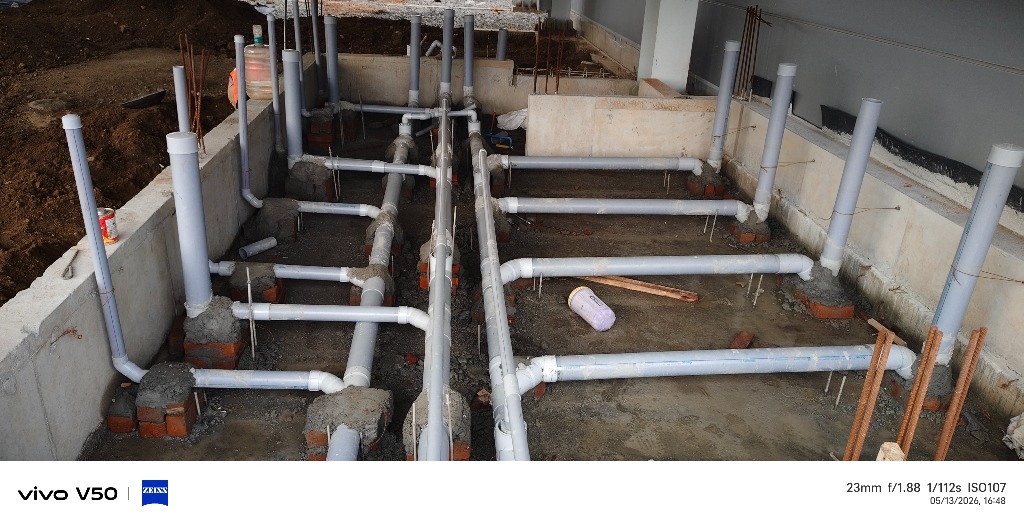 Under-Slab Soil and Drainage Pipe Network