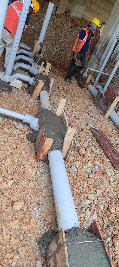 Underground uPVC Pipe with Concrete Bed and Haunching