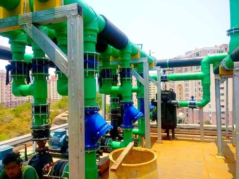 WTP Rooftop Pump and Valve Manifold